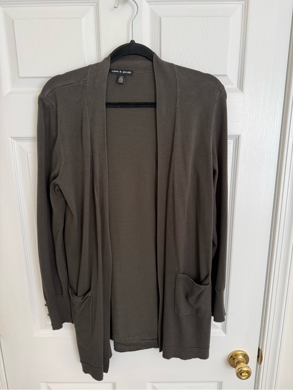 Cable & Gauge Olive Green Open Front Pocket Cardigan